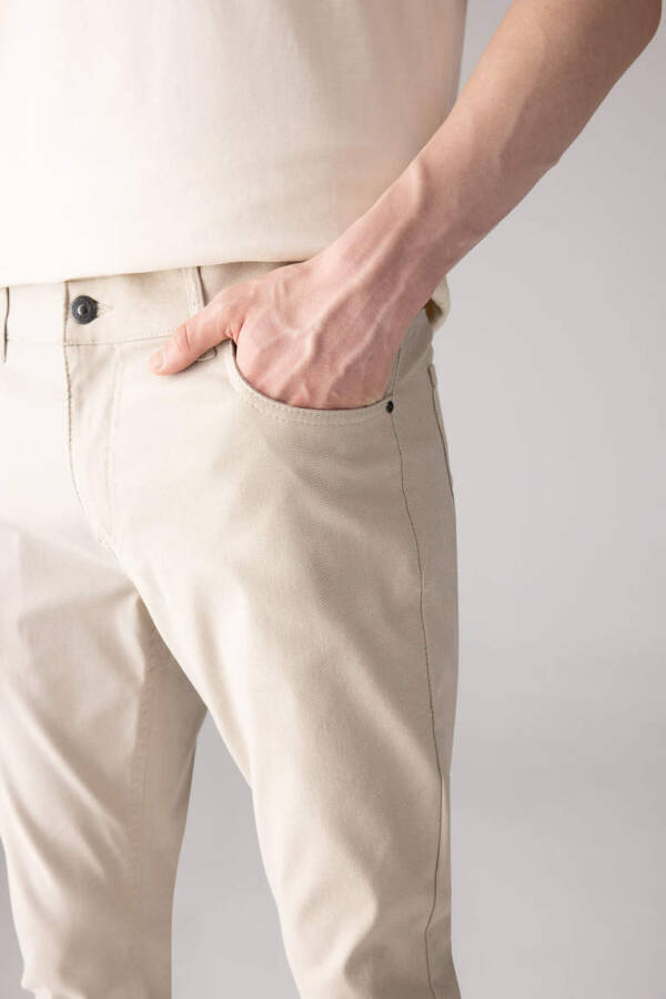 Slim Fit Skinny Chino Canvas Pants Sand - 5