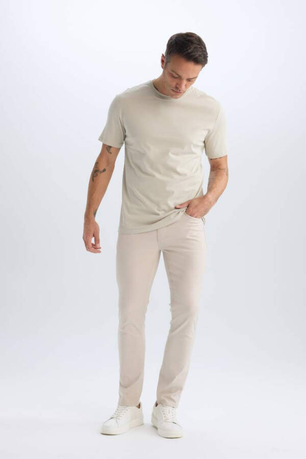 Slim Fit Skinny Chino Canvas Pants Sand - 2