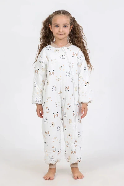 Slim Fit Space Patterned Blue Trimmed Fiber Filled 2.0 Tog Boys Sleepsuit - 5