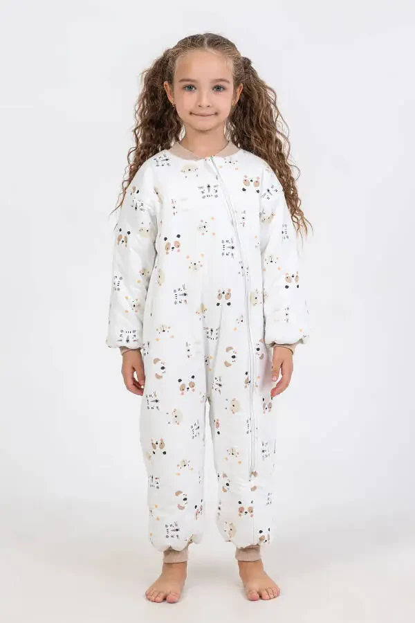 Slim Fit Space Patterned Blue Trimmed Fiber Filled 2.0 Tog Boys Sleepsuit - 5