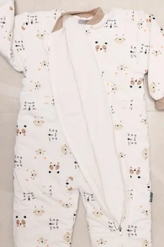 Slim Fit Space Patterned Blue Trimmed Fiber Filled 2.0 Tog Boys Sleepsuit - 7