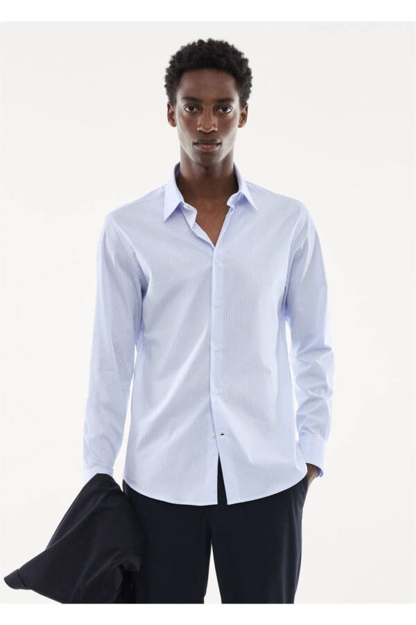 Slim fit stretch cotton shirt - 1