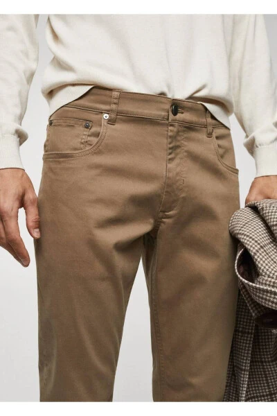 Slim Fit Stretch Cotton Trousers - 8