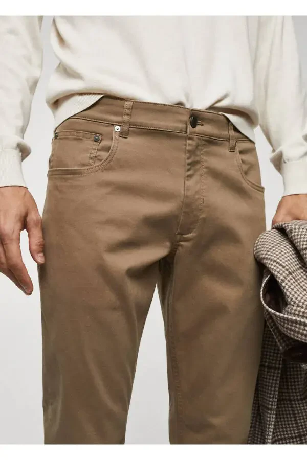 Slim Fit Stretch Cotton Trousers - 8