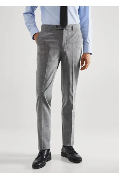 Slim-fit Stretch Pattern Fabric Pants - 1