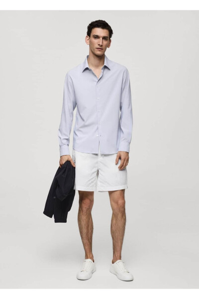 Slim fit striped stretch cotton shirt - MANGO MAN (1)