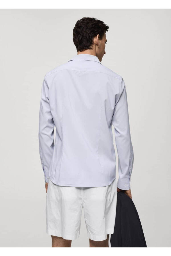 Slim fit striped stretch cotton shirt - 4