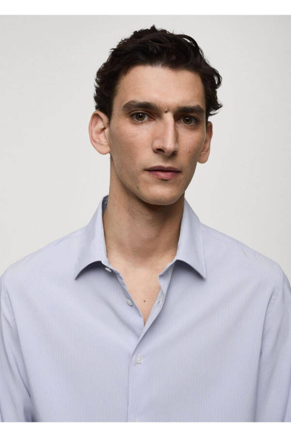 Slim fit striped stretch cotton shirt - 6