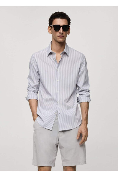 Slim Fit Striped Stretch Fabric Shirt - MANGO MAN
