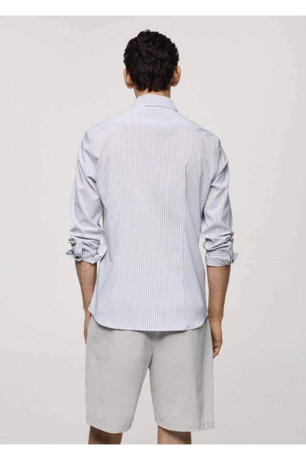 Slim Fit Striped Stretch Fabric Shirt - 4