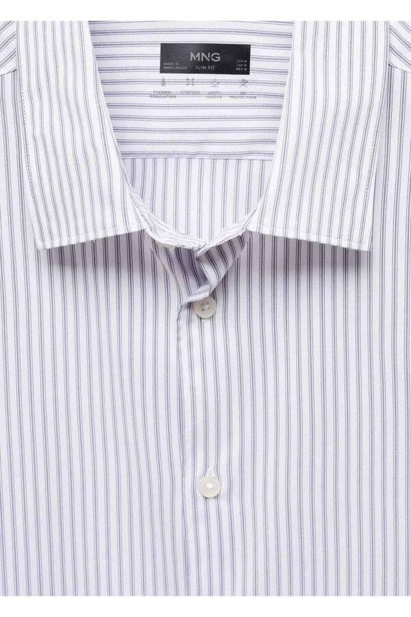 Slim Fit Striped Stretch Fabric Shirt - 5