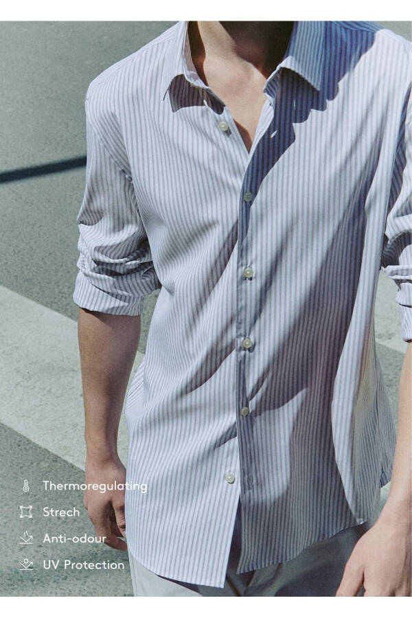 Slim Fit Striped Stretch Fabric Shirt - 6