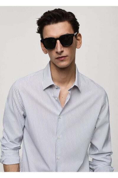 Slim Fit Striped Stretch Fabric Shirt - 7