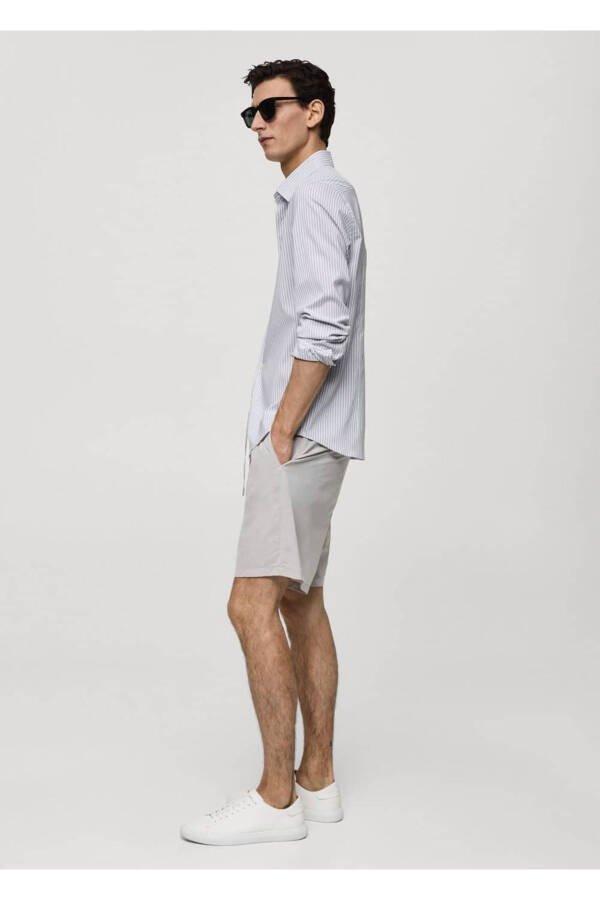 Slim Fit Striped Stretch Fabric Shirt - 8