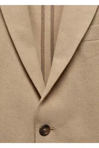 Slim fit structured cotton blazer jacket-Medium Brown - 4