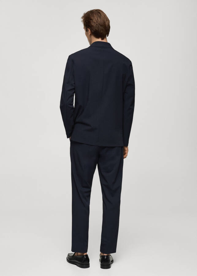 Slim fit suit pants - Navy blue. - 4