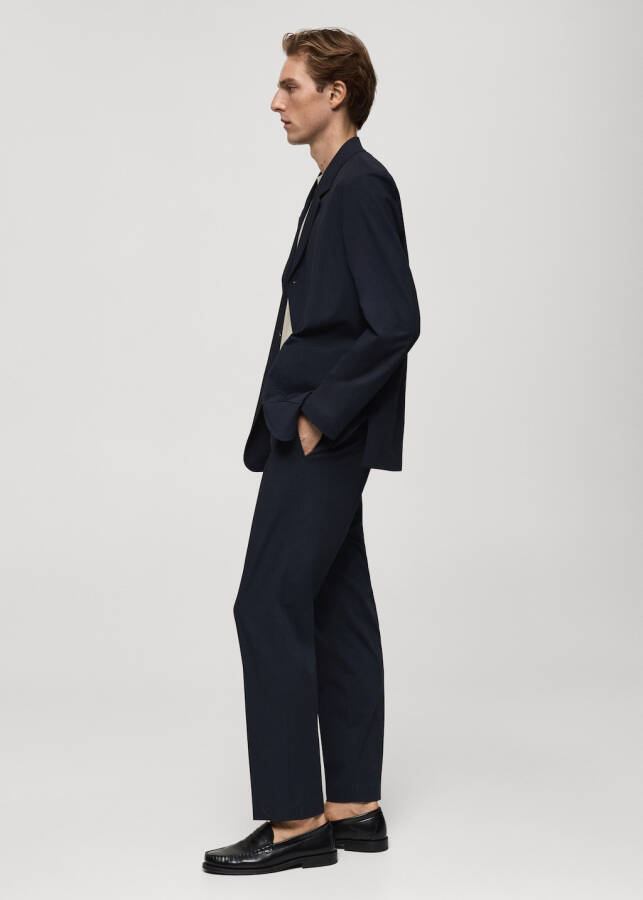 Slim fit suit pants - Navy blue. - 11