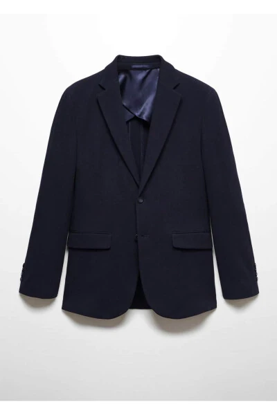 Slim Fit Textured Cotton Blazer - 3