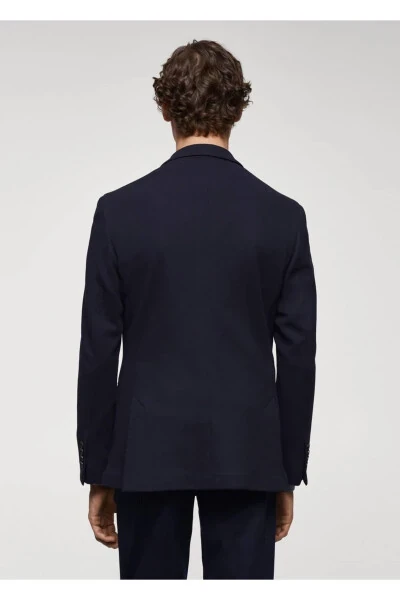 Slim Fit Textured Cotton Blazer - 4