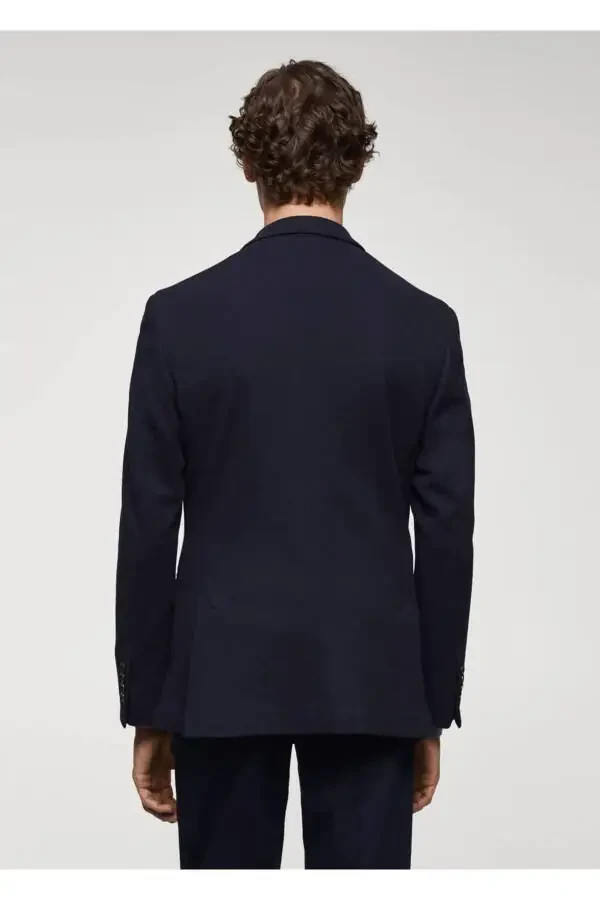 Slim Fit Textured Cotton Blazer - 4