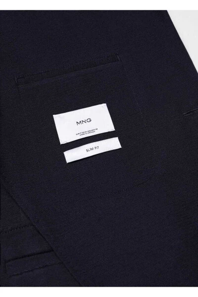 Slim Fit Textured Cotton Blazer - 6