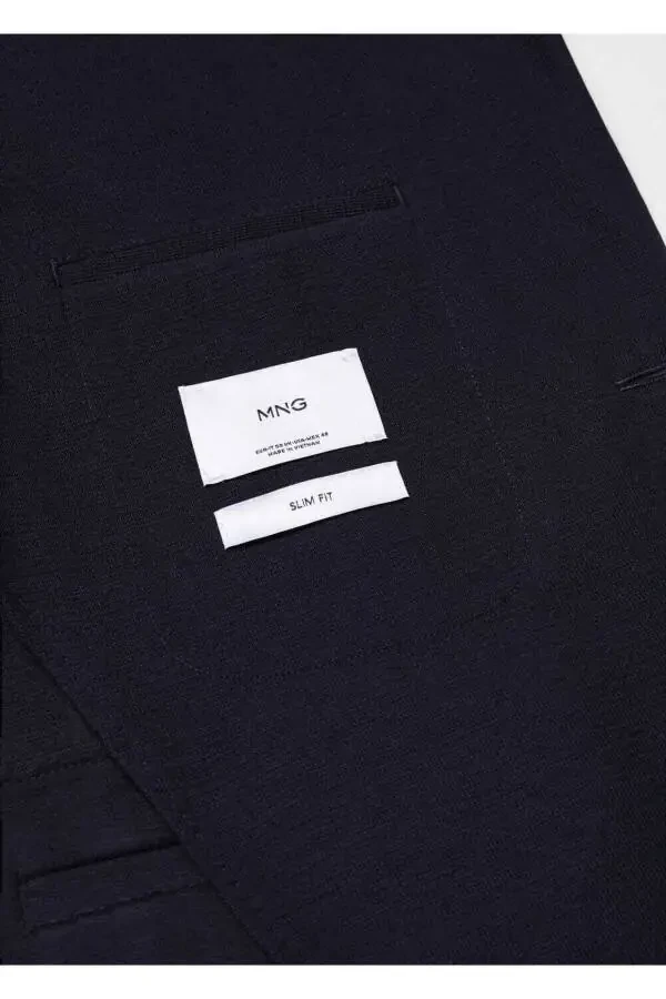 Slim Fit Textured Cotton Blazer - 6