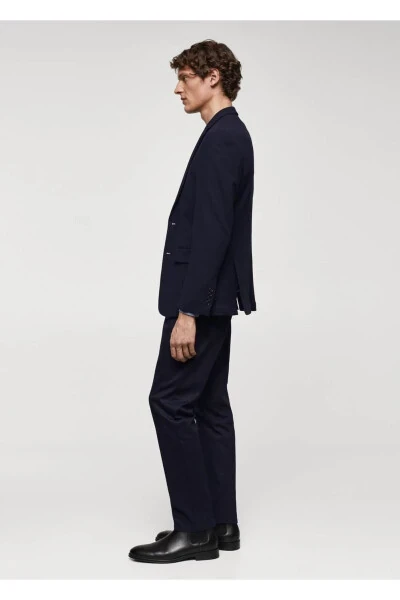 Slim Fit Textured Cotton Blazer - 7