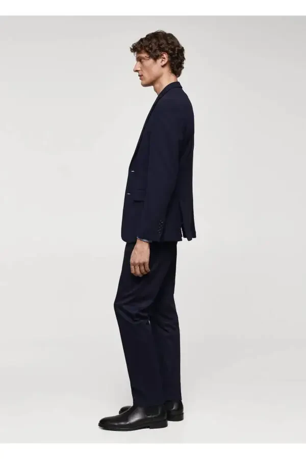 Slim Fit Textured Cotton Blazer - 7