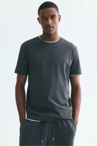 Slim Fit Tişört - Koyu gri - 1