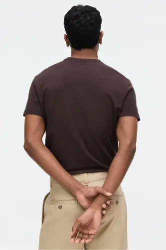 Slim Fit Tişört-Koyu kahverengi - 4