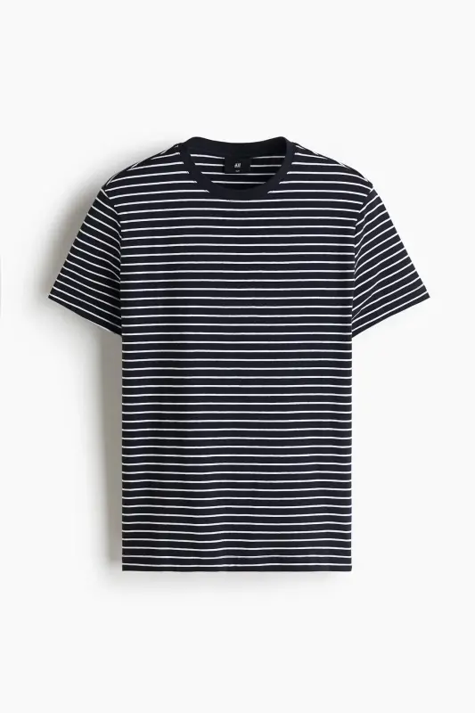 Slim Fit Tişört - Lacivert/Çizgili - 1