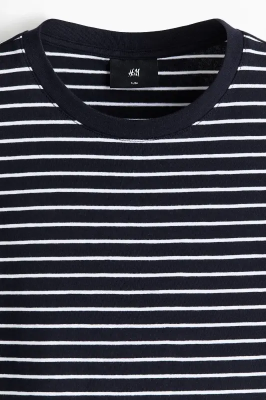 Slim Fit Tişört - Lacivert/Çizgili - 2