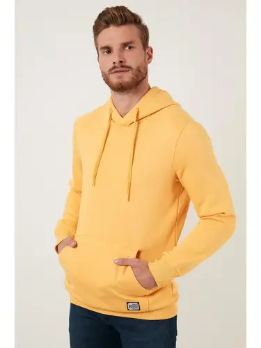 Slim Fit Толстовка с капюшоном и карманом-кенгуру, мягкая толстовка с начесом и начесом внутри 5905281-Sari - 1