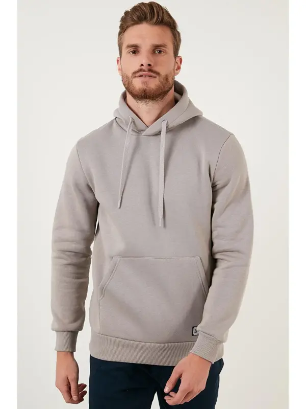 Slim Fit Толстовка с капюшоном и карманом-кенгуру, мягкая утепленная мужская толстовка с начесом 5905281-Антрацит - 3