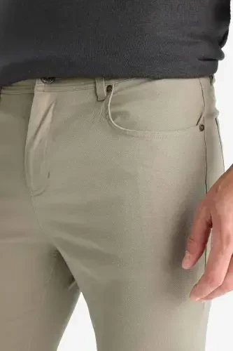 Slim Fit Tor Keltirilgan Tor Shim-Ochiq Haki - 6