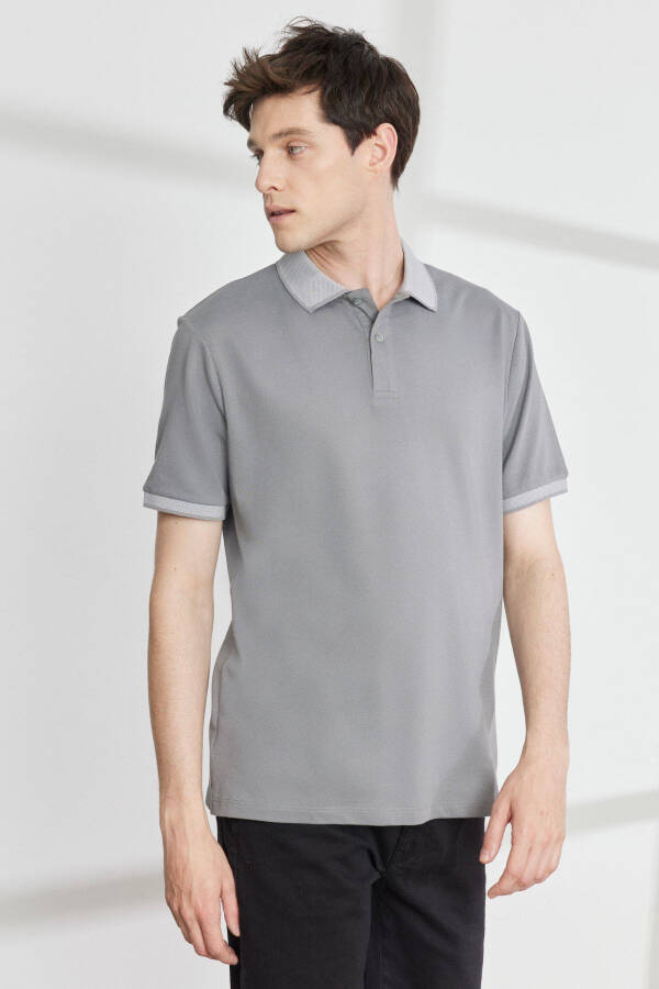 Slim Fit tor koʻylak qisqa yengli asosiy futbolka - 4