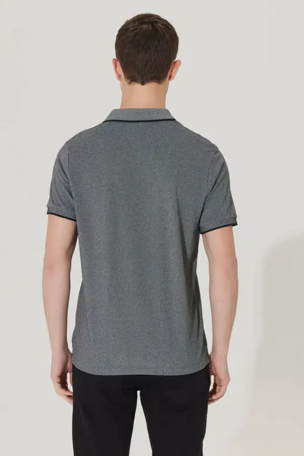 Slim Fit tor koʻylak yoqali qisqa yengli oddiy futbolka - 5