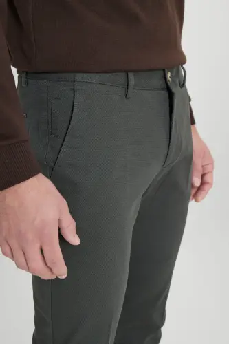 Slim Fit Tor Qismli Paxtalik Cho'ziluvchan Armürli Yon Cho'ntak Yashil Shim - Yashil - 5