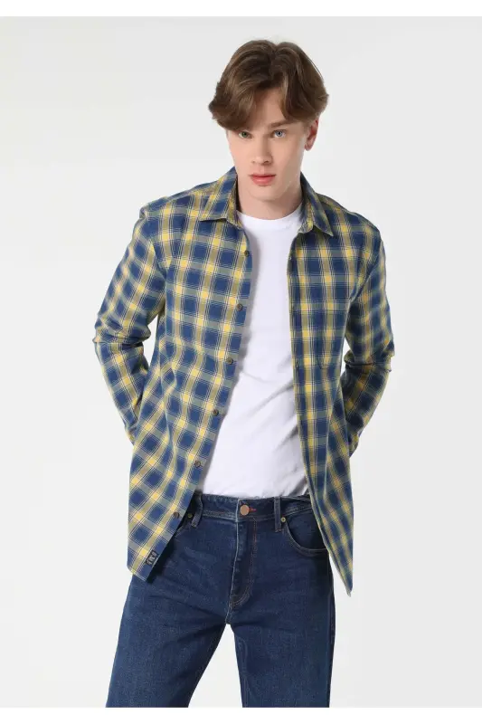 Slim Fit To'rtburchak Movi Erkaklar Uzun Yengli Ko'ylak - 5