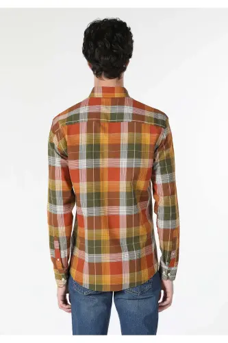 Slim Fit to'rtburchak sari erkaklar uzun yengli ko'ylak - COLIN'S (1)