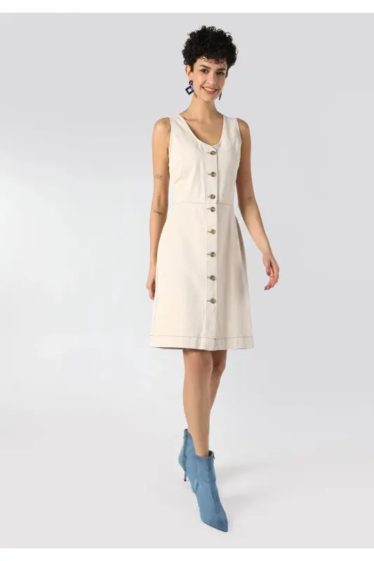 Slim Fit tugmachali ayollar jinsi ko'ylak - 3