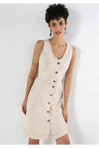 Slim Fit tugmachali ayollar jinsi ko'ylak - 5