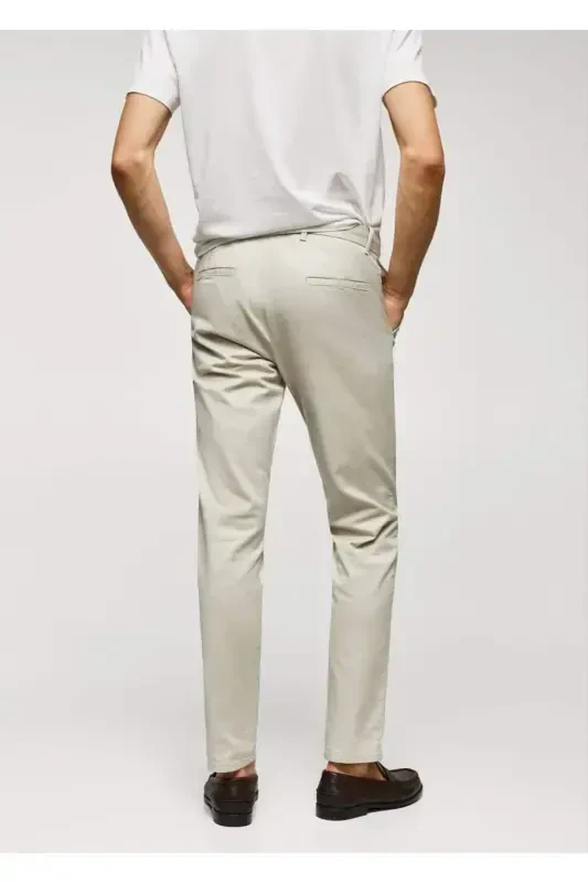 Slim fit twill chino pants - Sand Beige - 4