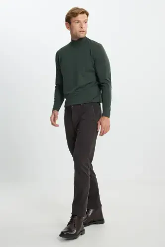 Slim Fit Узкие хлопковые эластичные брюки твил с боковыми карманами коричневого цвета - ALTINYILDIZ CLASSICS (1)