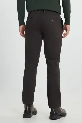 Slim Fit Узкие хлопковые эластичные брюки твил с боковыми карманами коричневого цвета - 7