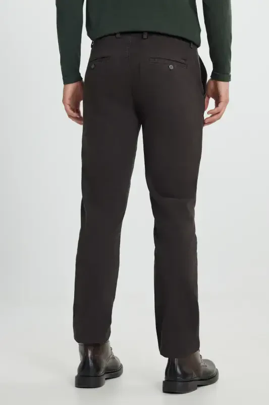 Slim Fit Узкие хлопковые эластичные брюки твил с боковыми карманами коричневого цвета - 7