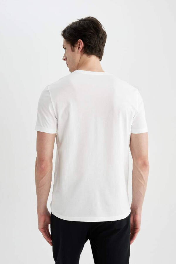 Slim Fit V-Neck Basic Short Sleeve 100% Cotton T-Shirt White - 9