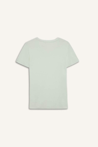 Slim Fit V-Neck Ribbed Short Sleeve T-Shirt Navy Blue - 3