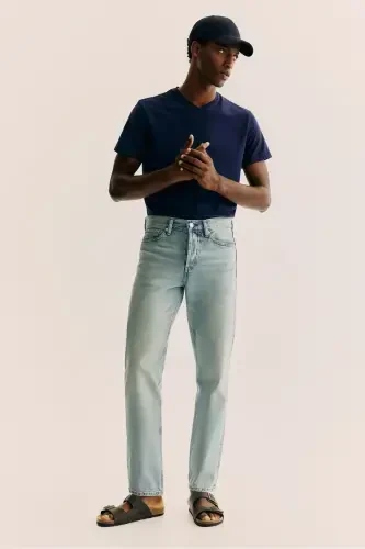 Slim Fit V-Neck T-Shirt - Navy Blue - 3