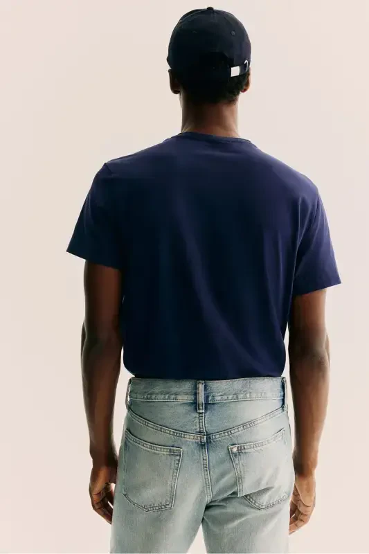 Slim Fit V-Neck T-Shirt - Navy Blue - 5